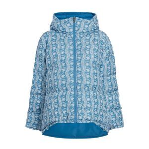 Hill House Reversible Edie Puffer Jacket in Blue Linear Floral NWT